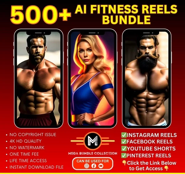 500+ VIRAL AI FITNESS REEL BUNDLE