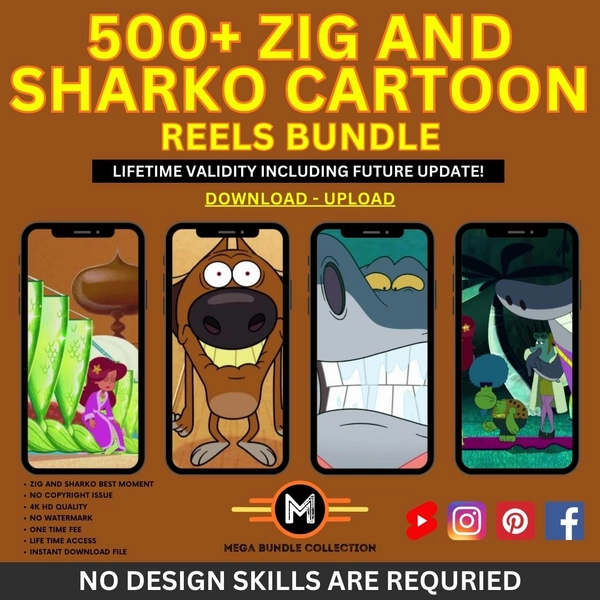 500+ Zig And Sharko Cartoon Reels Bundle