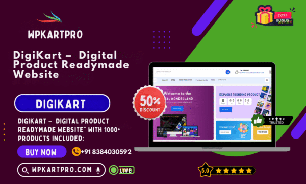 DigiKart –  Digital Product Readymade Website" with 1000+ products included:
