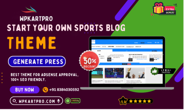 Sports Blog Website Design With generatpress For Instant AdSense Approval