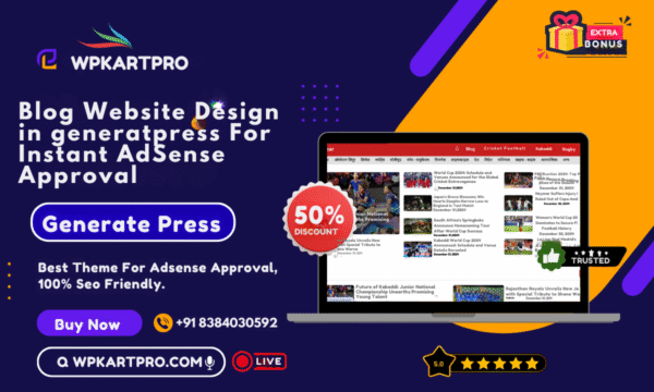 Blog Website Design in generatpress For Instant AdSense Approval